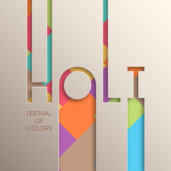 Illustration of Holi Festival with colorful intricate calligraphy vector.