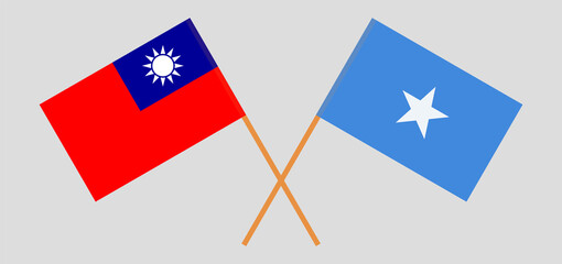 Crossed flags of Taiwan and Somalia. Official colors. Correct proportion