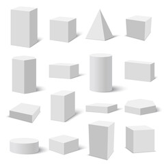 Set of white boxes. Vector illustration.