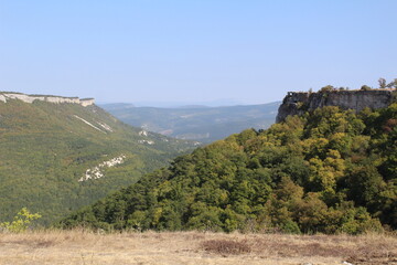 beautiful view of the mountains and forest, canyon in the Crimea in autumn 
