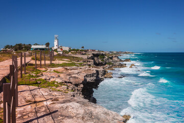lighthouse on the windy coast