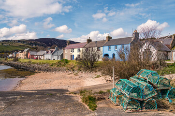 Creels on the harbourside Helmsdale, Sutherland