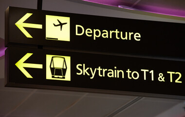 Departure information board at an airport.