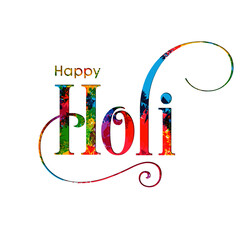 Illustration of Holi Festival with colorful intricate calligraphy vector.