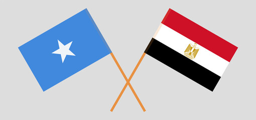 Crossed flags of Somalia and Egypt. Official colors. Correct proportion