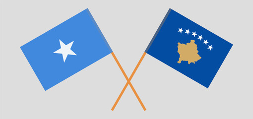 Crossed flags of Somalia and Kosovo. Official colors. Correct proportion