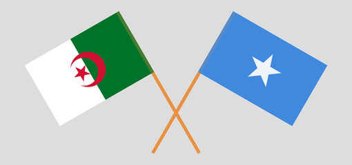 Crossed flags of Algeria and Somalia. Official colors. Correct proportion
