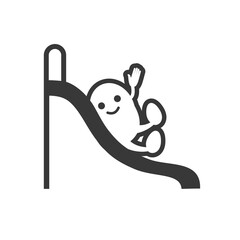 Funny puppet playing in slide