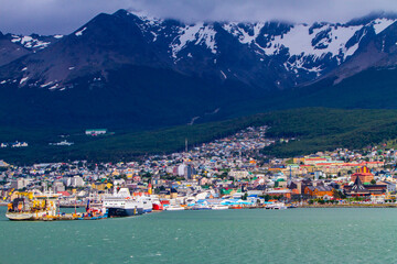 Argentina, Patagonia, Ushuaia. Waterfront town.