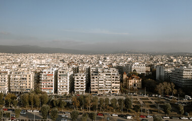 Aerial cityscape of town Thessaloniki, Greece