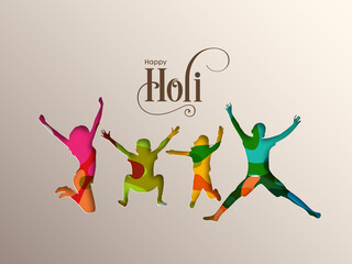 Illustration of Holi Festival with colorful intricate calligraphy vector.