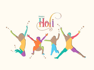 Illustration of Holi Festival with colorful intricate calligraphy vector.