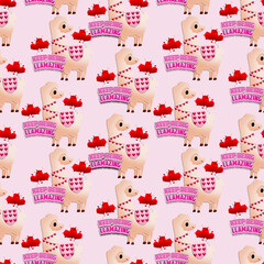 Cute llama seamless pattern design, perfect to use on the web or in print