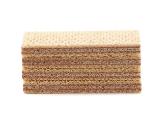 Wafer bars with cocoa cream filling isolated on white

