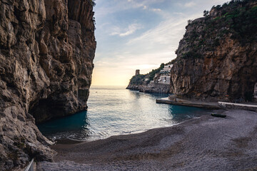 Marina di Praia beach, Praiano, Amalfi coast winter mood