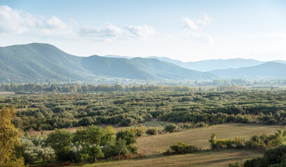Fototapeta na wymiar Beautiful rural landscape in Greece. wonderful springtime landscape in mountain