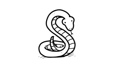 a wild snake on the ground illustration. colorless cartoon for drawing and coloring activities. fun activity for kids development and creativity. object isolated on white background in vector design.