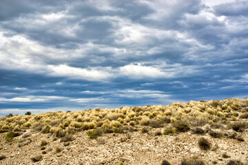 Argentina, Santa Cruz. Panoramas of Patagonia dry steppe.