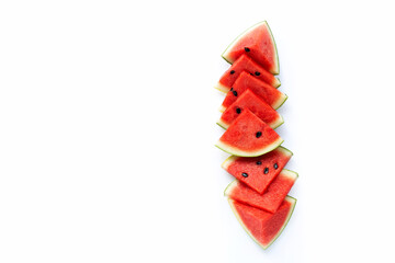 Watermelon slices on white background.