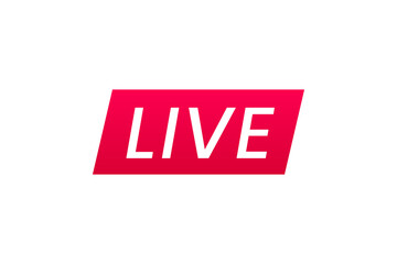 Live streaming icon. Button for broadcasting, livestream or online stream. Template for tv, online channel, live breaking news, social media