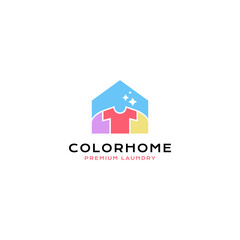 color home laundry clean logo vector icon illustration simple style