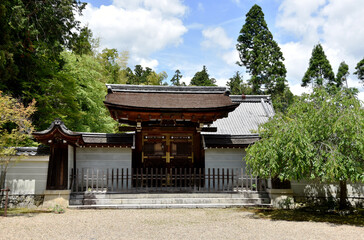 Fototapeta premium 新緑の神護寺 書院の勅使門 京都市高雄