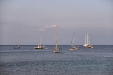 Sailboats in the Mediterranean Sea on a beautiful summer day