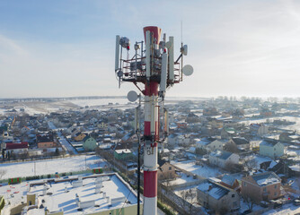 Communication transmitter tower with antenna such a Mobile phone tower, Cellphone Tower, Phone Pole...