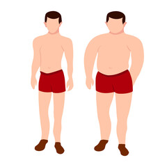 Fototapeta premium young man fat and slim set full height body figure isolated character