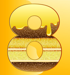 Birthday anniversary numbers made with delicious cakes and creams