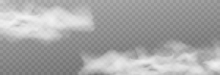 Fototapeta Vector cloud of smoke or fog. Fog or cloud on an isolated transparent background. Smoke, fog, cloud png. obraz