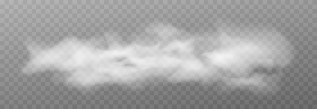 Vector cloud of smoke or fog. Fog or cloud on an isolated transparent background. Smoke, fog, cloud png.