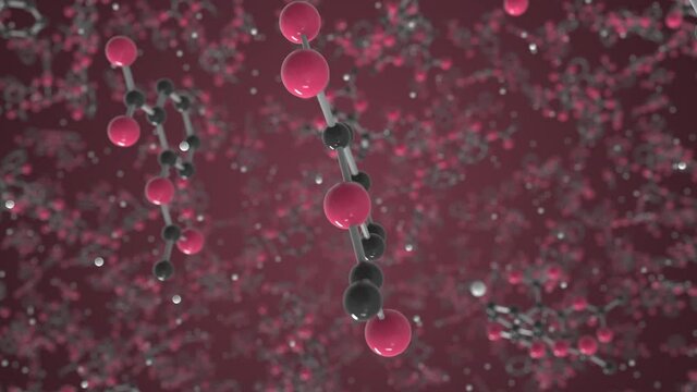Molecule of acetylsalicylic acid. Molecular model, science related looping 3d animation