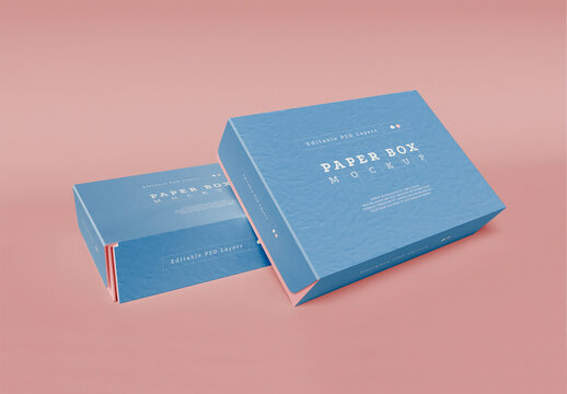 2 Rectangular Paper Boxes Mockup