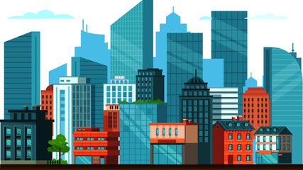 modern city buildings illustration design © waelfareed