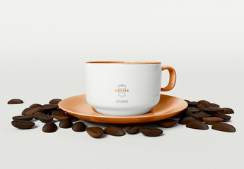 Cup with Coffee Beans Mockup - Powered by Adobe