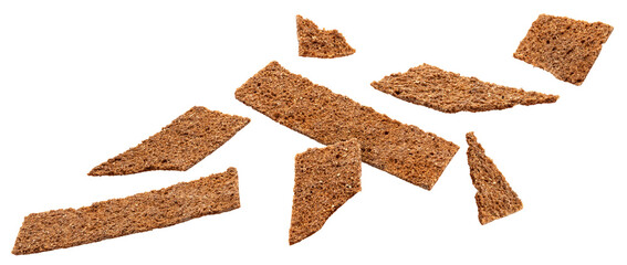 Thin rye crisp bread isolated on white background