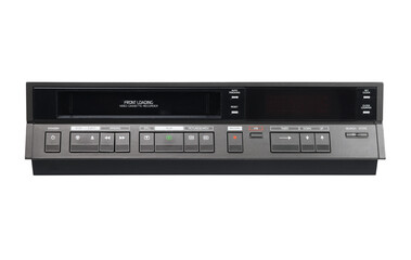 Old video recorder isolated on white background.front view