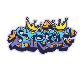 Graffiti street art urban spray lettering - Street. Colorful wild vector illustration isolated on white.