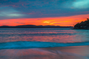 High Cloud Sunrise Seascape with Shades of Pink