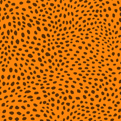 Abstract modern leopard seamless pattern. Animals trendy background. Orange and brown decorative vector stock illustration for print, card, postcard, fabric, textile. Modern ornament of stylized skin