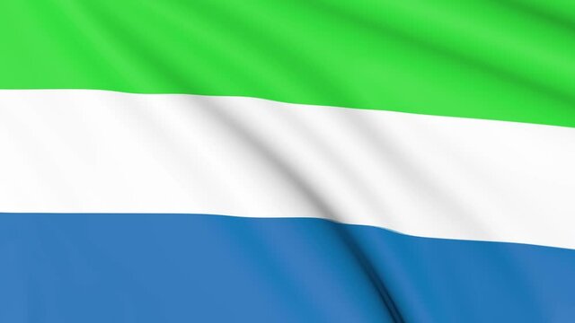Sierra Leone Flag, 4k 30 fps, bright and lightly textured, full screen, seamless loop 3d animation