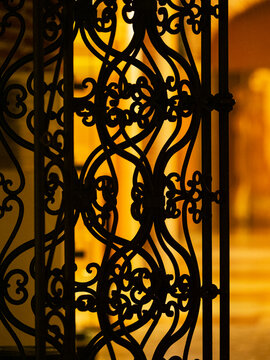 Colombia, Bolivar Department, Cartagena, Wrought Iron Gate At Entrance To Restaurant.