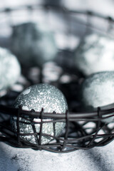 Spring easter minimal background - dark blue easter eggs