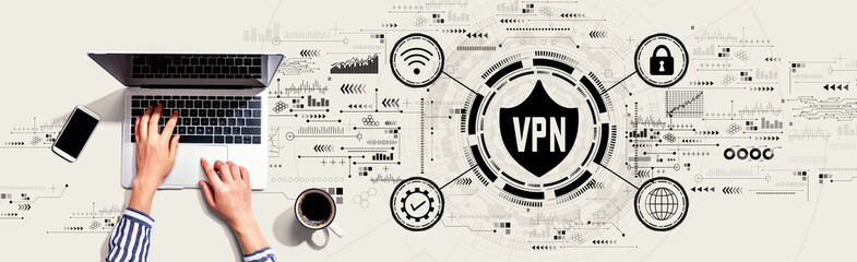 Obraz na płótnie Canvas VPN concept with person using a laptop computer