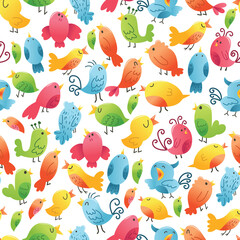 Super Cute Birds Seamless Pattern Background