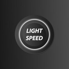 LIGHT SPEED power button in vivid electric white color. 3D effect in vector, jpg and EPS10.