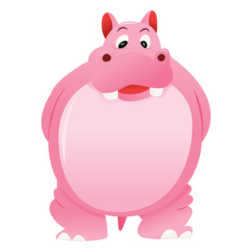 Cartoon Pink Hippo Standing