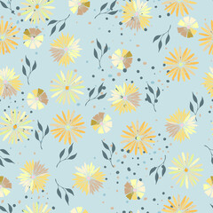 Seamless pattern with wild flowers and herbs.Vector design for paper, cover, fabric, interior decor