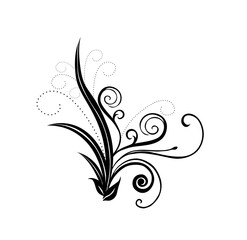 Elegant and Classic Floral Abstract Tattoo - ornamental flower and leaf